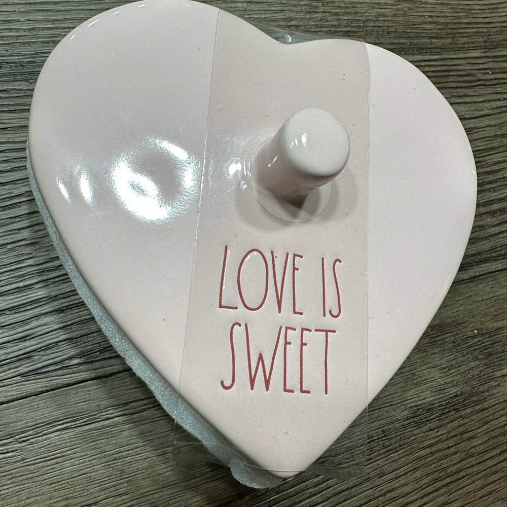 Rae Dunn Heart-Shaped Pink Ceramic Box